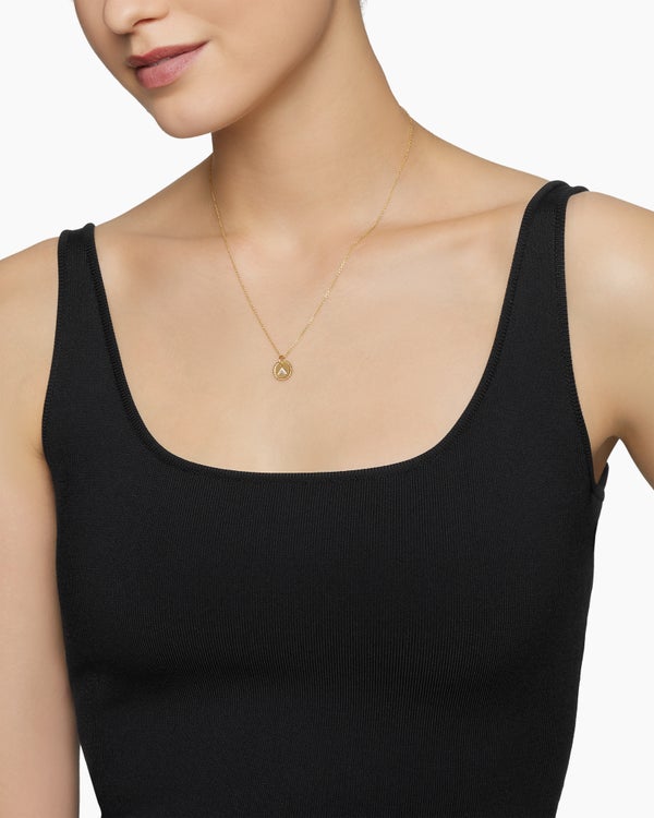 David Van Hagen Initial Charm Necklace 18K Yellow Gold With Diamond A