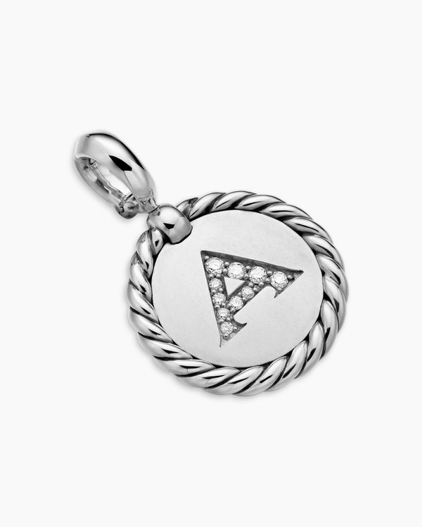 David Van Hagen Initial Charm Sterling Silver With Diamond A