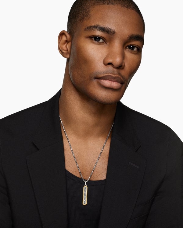 David Van Hagen Integrity Amulet Sterling Silver With 14K Yellow Gold 43mm