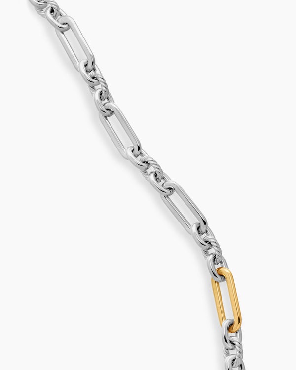 David Van Hagen Lexington Chain Necklace Sterling Silver With 18K Yellow Gold 9.8mm