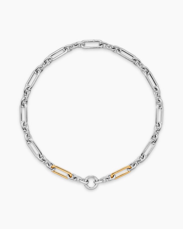 David Van Hagen Lexington Chain Necklace Sterling Silver With 18K Yellow Gold 9.8mm