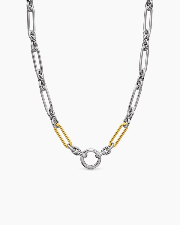 david van hagen Lexington Chain Necklace Sterling Silver with 18K Yellow Gold 7mm