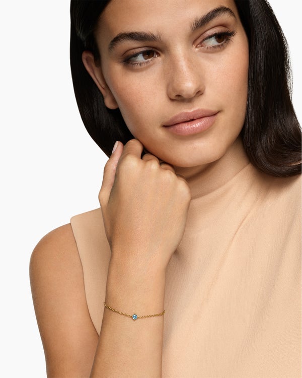 David Van Hagen Micro Chatelaine ® Chain Bracelet 18K Yellow Gold With Aquamarine 4mm