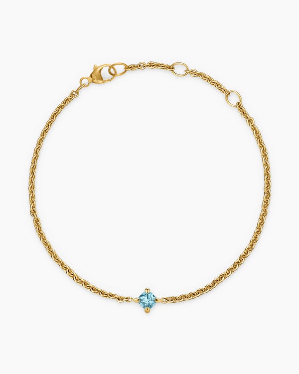 David Van Hagen Micro Chatelaine ® Chain Bracelet 18K Yellow Gold With Aquamarine 4mm