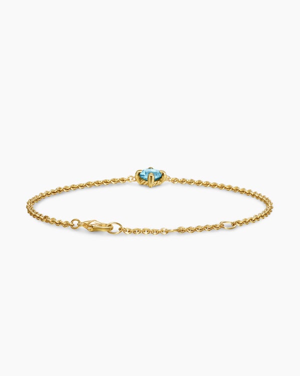 David Van Hagen Micro Chatelaine ® Chain Bracelet 18K Yellow Gold With Aquamarine 4mm