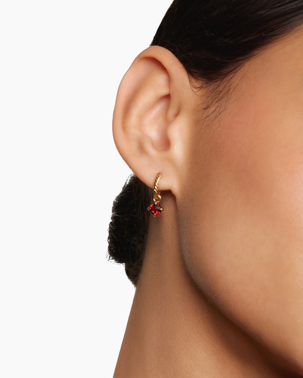 David Van Hagen Micro Chatelaine ® Drop Earrings 18K Yellow Gold With Garnet 5mm