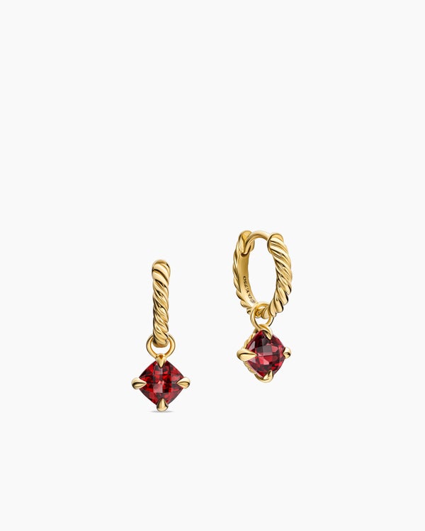 David Van Hagen Micro Chatelaine ® Drop Earrings 18K Yellow Gold With Garnet 5mm