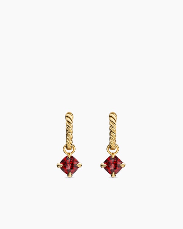 david van hagen Micro Chatelaine ® Drop Earrings 18K Yellow Gold with Garnet 5mm