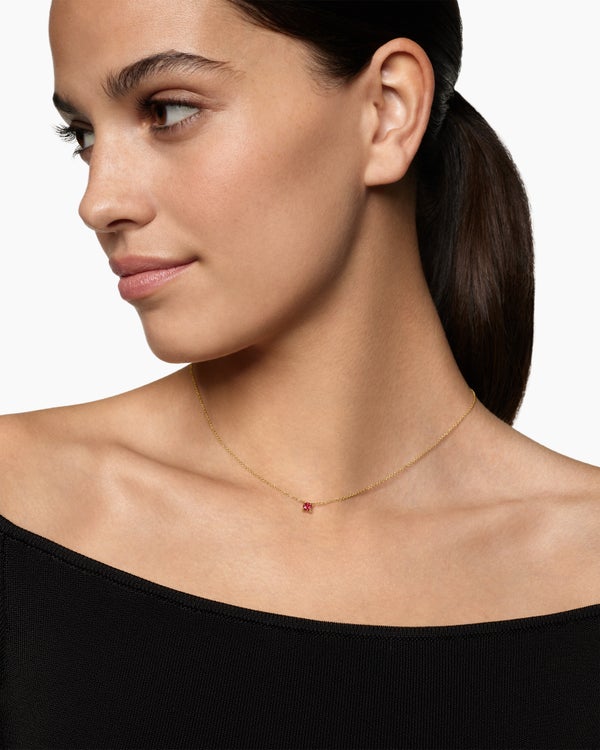 David Van Hagen Micro Chatelaine ® Pendant Necklace 18K Yellow Gold With Ruby 4mm
