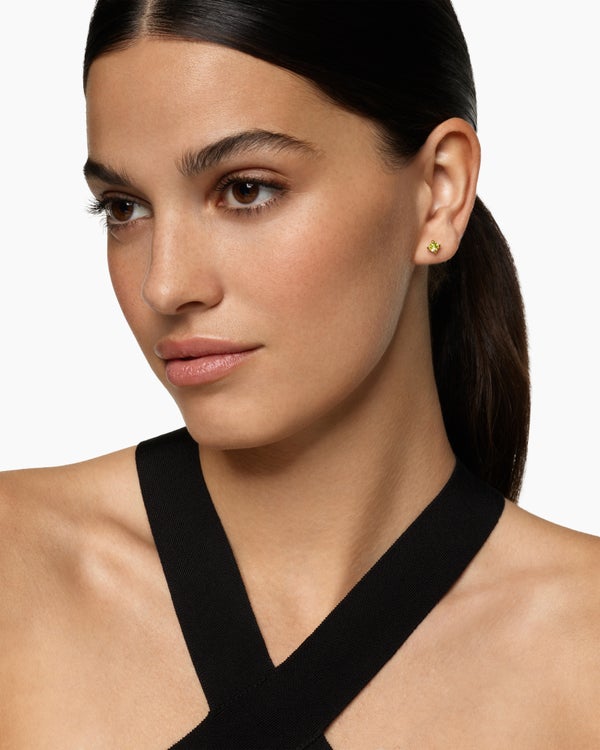 David Van Hagen Micro Chatelaine ® Stud Earrings 18K Yellow Gold With Peridot 4.8mm