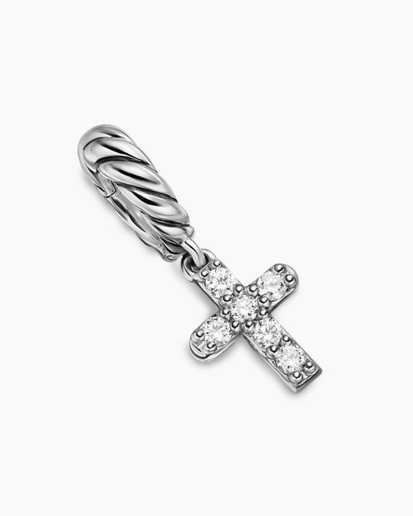 David Van Hagen Micro Pavé Cross Amulet Sterling Silver With Diamonds 8mm