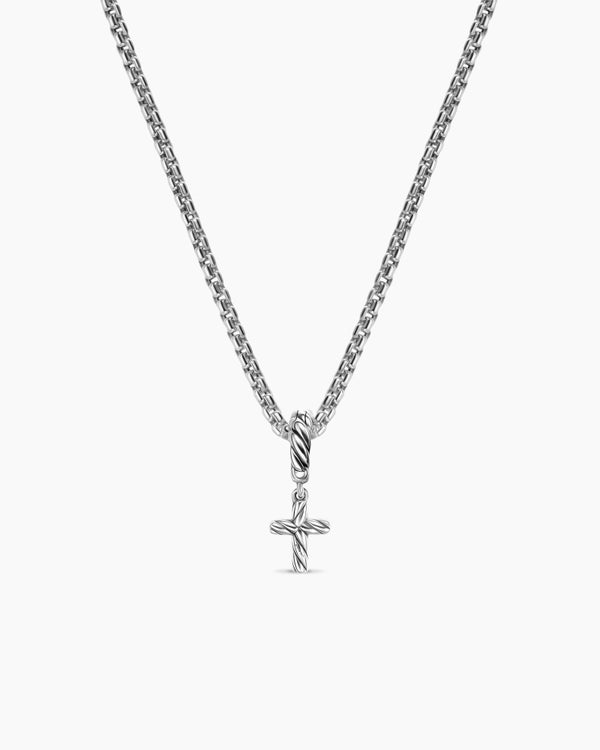 David Van Hagen Micro Pavé Cross Amulet Sterling Silver With Diamonds 8mm