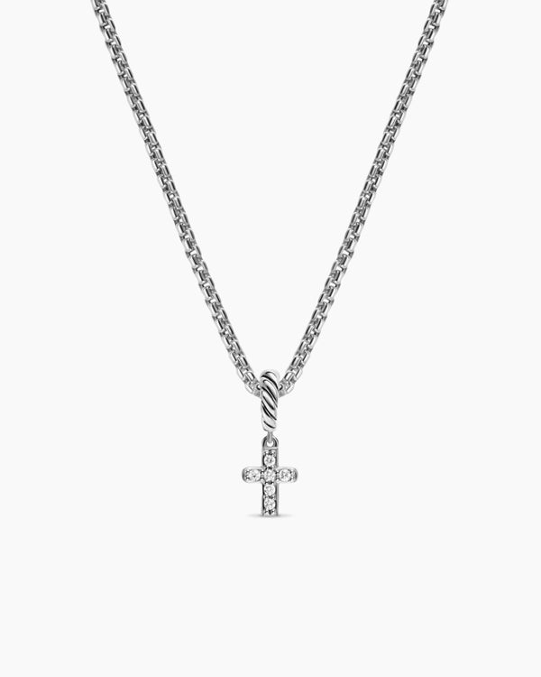 david van hagen Micro Pavé Cross Amulet Sterling Silver with Diamonds 8mm