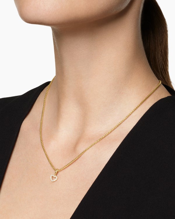 David Van Hagen Micro Pavé Open Heart Amulet 18K Yellow Gold With Diamonds 6.8mm