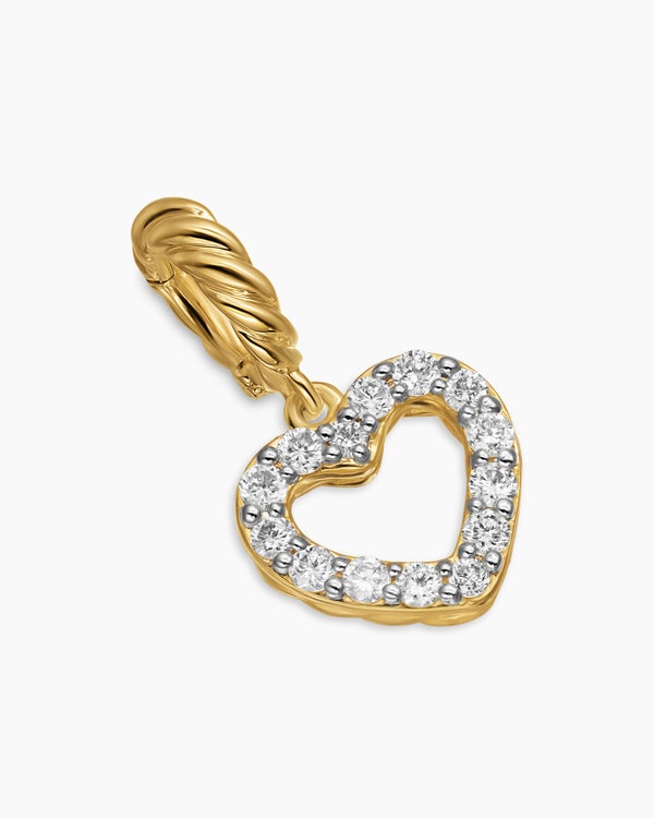 David Van Hagen Micro Pavé Open Heart Amulet 18K Yellow Gold With Diamonds 6.8mm
