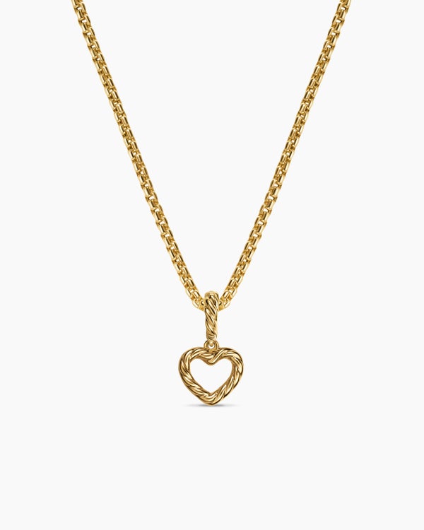 David Van Hagen Micro Pavé Open Heart Amulet 18K Yellow Gold With Diamonds 6.8mm