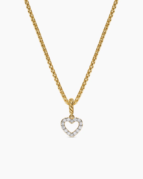 david van hagen Micro Pavé Open Heart Amulet 18K Yellow Gold with Diamonds 6.8mm