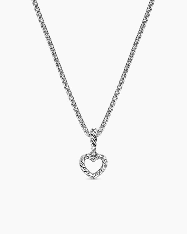 David Van Hagen Micro Pavé Open Heart Amulet Sterling Silver With Diamonds 6.8mm