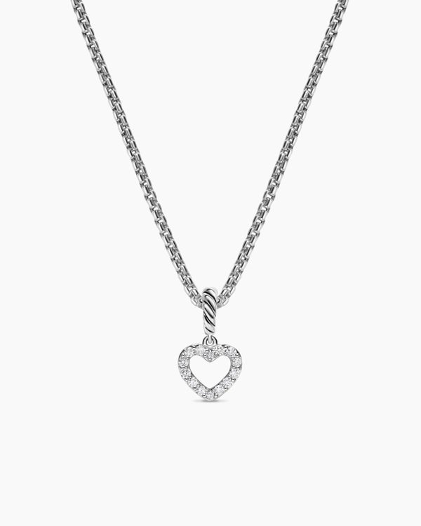 david van hagen Micro Pavé Open Heart Amulet Sterling Silver with Diamonds 6.8mm