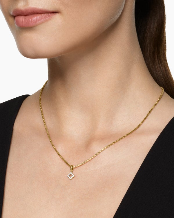 David Van Hagen Micro Pavé Quatrefoil Amulet 18K Yellow Gold With Diamonds 7.4mm