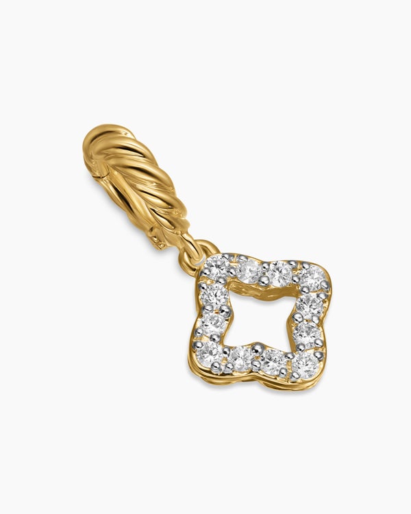 David Van Hagen Micro Pavé Quatrefoil Amulet 18K Yellow Gold With Diamonds 7.4mm
