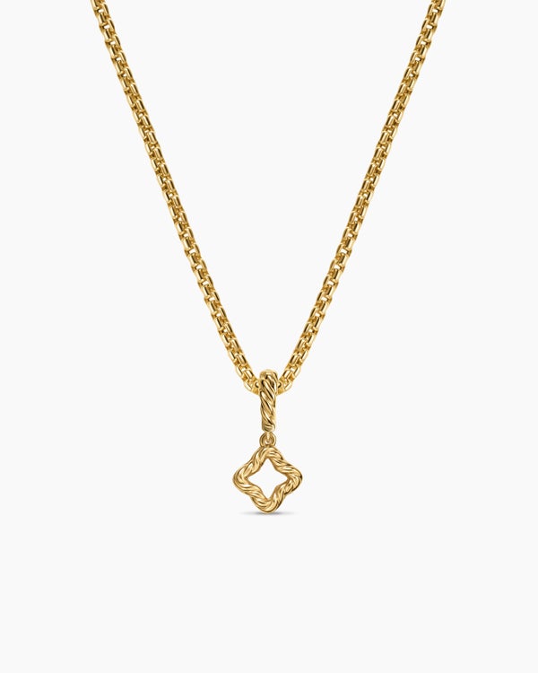 David Van Hagen Micro Pavé Quatrefoil Amulet 18K Yellow Gold With Diamonds 7.4mm