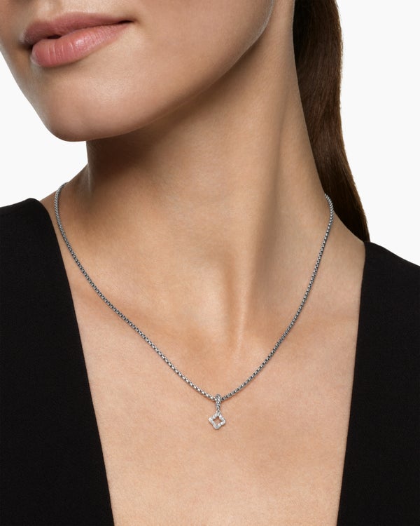 David Van Hagen Micro Pavé Quatrefoil Amulet Sterling Silver With Diamonds 7.4mm
