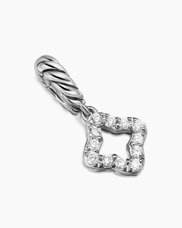 David Van Hagen Micro Pavé Quatrefoil Amulet Sterling Silver With Diamonds 7.4mm