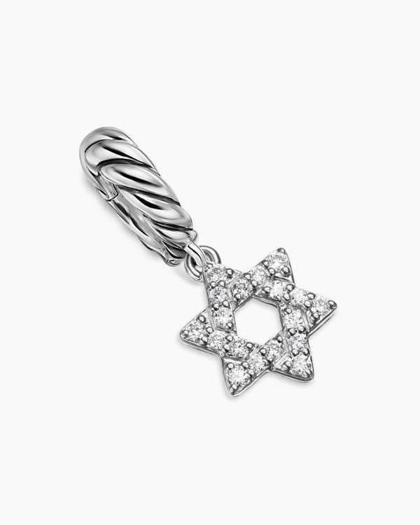 David Van Hagen Micro Pavé Star Of David Amulet Sterling Silver With Diamonds 7.4mm