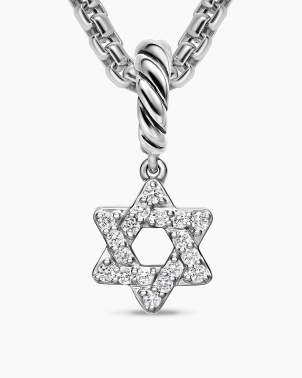 David Van Hagen Micro Pavé Star Of David Amulet Sterling Silver With Diamonds 7.4mm