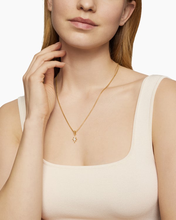 David Van Hagen North Star Amulet 18K Yellow Gold With Diamonds 15mm