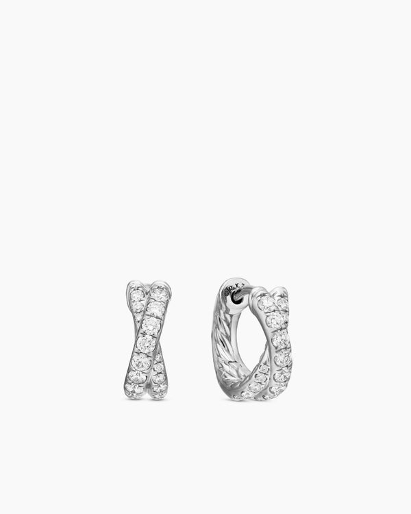 david van hagen Pavé Crossover Hoop Earrings 18K White Gold with Diamonds 12mm