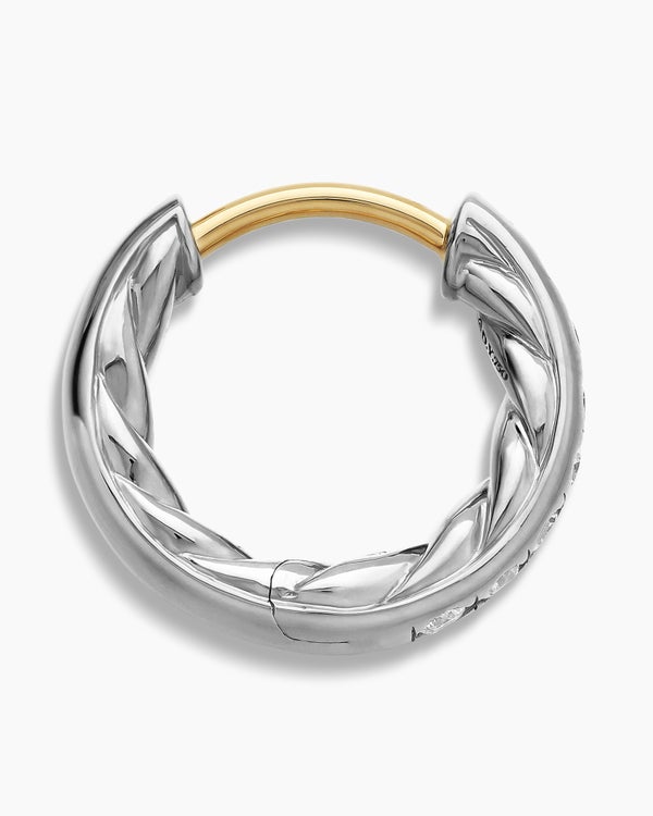 David Van Hagen Pavé Huggie Hoop Earrings Sterling Silver With Diamonds 13mm