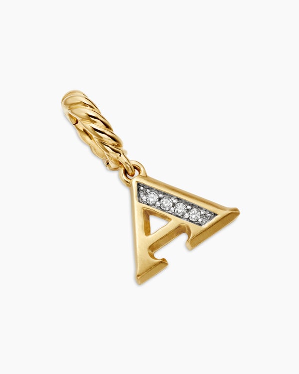 David Van Hagen Pavé Initial Pendant 18K Yellow Gold With Diamond A
