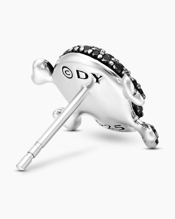 David Van Hagen Pavé Skull Stud Earring Sterling Silver With Black Diamonds And Rubies 13.5mm