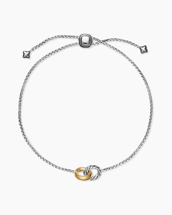 David Van Hagen Petite Cable Linked Bracelet Sterling Silver With 14K Yellow Gold 15mm