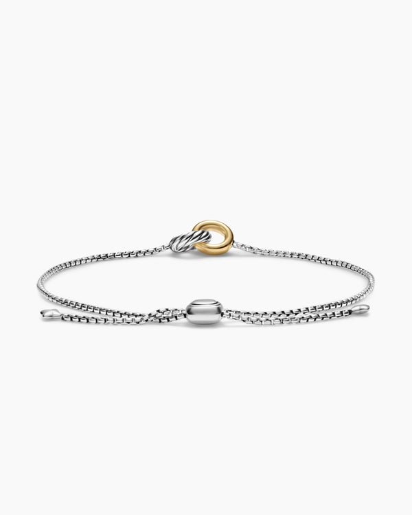 David Van Hagen Petite Cable Linked Bracelet Sterling Silver With 14K Yellow Gold 15mm