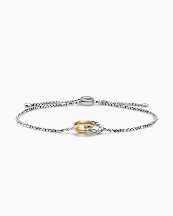 david van hagen Petite Cable Linked Bracelet Sterling Silver with 14K Yellow Gold 15mm