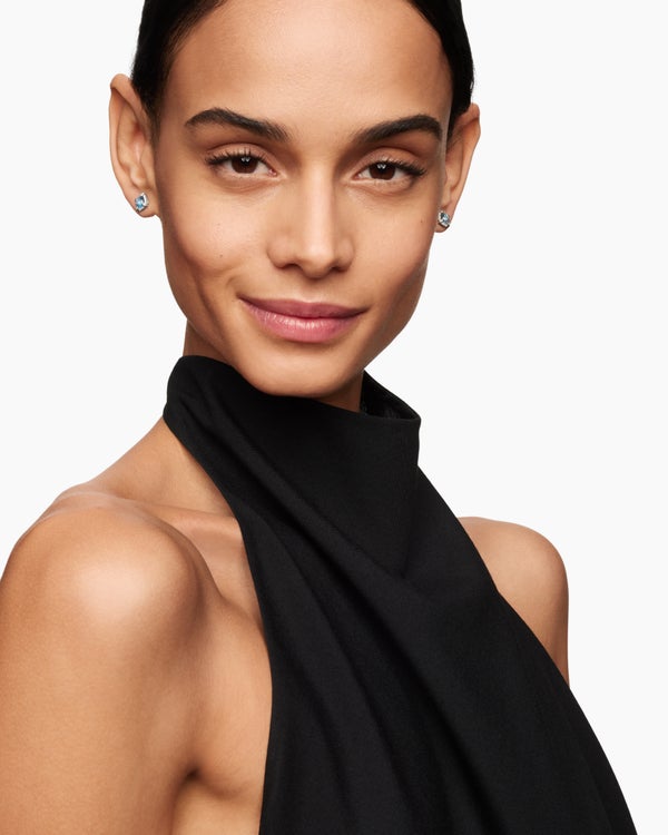 David Van Hagen Petite Chatelaine ® Pavé Bezel Stud Earrings Sterling Silver With Blue Topaz And Diamonds 5mm