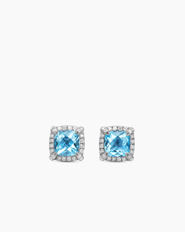 david van hagen Petite Chatelaine ® Pavé Bezel Stud Earrings Sterling Silver with Blue Topaz and Diamonds 5mm david van hagen Petite Chatelaine ® Pavé Bezel Stud Earrings Sterling Silver with Blue Topaz and Diamonds 5mm