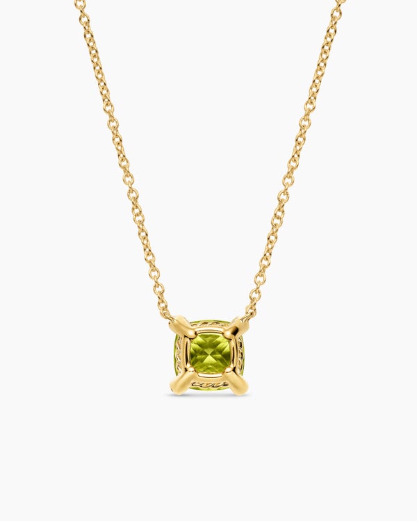 David Van Hagen Petite Chatelaine ® Pendant Necklace 18K Yellow Gold With Peridot And Diamonds 7mm