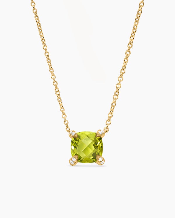 david van hagen Petite Chatelaine ® Pendant Necklace 18K Yellow Gold with Peridot and Diamonds 7mm david van hagen Petite Chatelaine ® Pendant Necklace 18K Yellow Gold with Peridot and Diamonds 7mm
