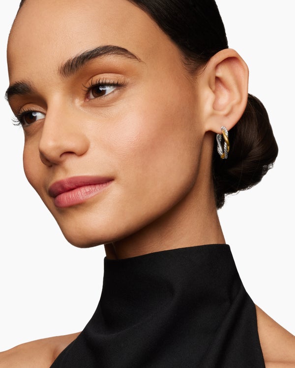 David Van Hagen Petite Infinity Hoop Earrings Sterling Silver With 14K Yellow Gold 17.3mm