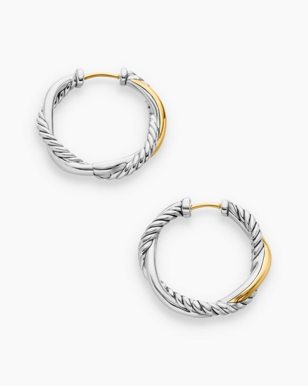 David Van Hagen Petite Infinity Hoop Earrings Sterling Silver With 14K Yellow Gold 17.3mm