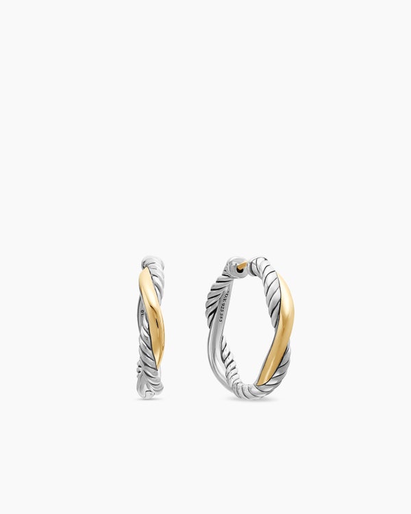 david van hagen Petite Infinity Hoop Earrings Sterling Silver with 14K Yellow Gold 17.3mm