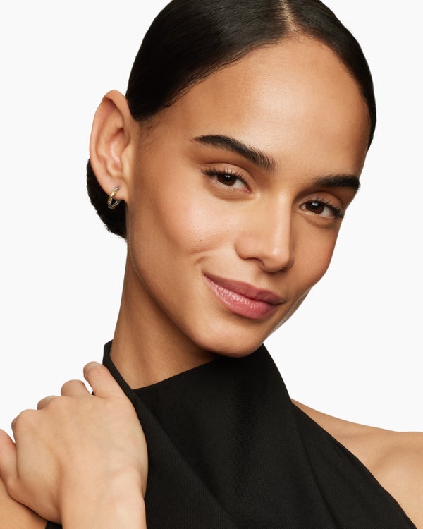 David Van Hagen Petite Infinity Huggie Hoop Earrings Sterling Silver With 14K Yellow Gold 3mm