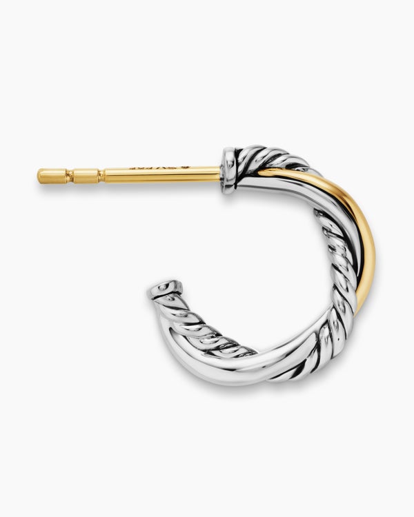 David Van Hagen Petite Infinity Huggie Hoop Earrings Sterling Silver With 14K Yellow Gold 3mm