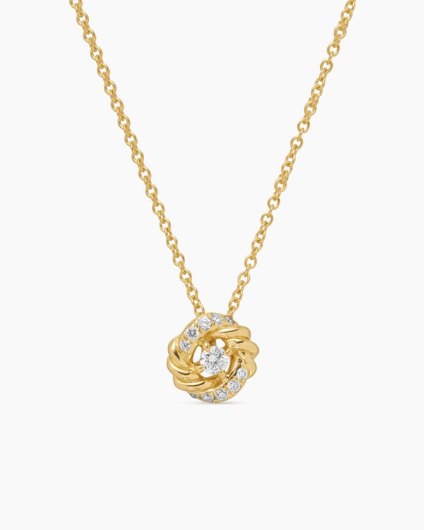 david van hagen Petite Infinity Pendant Necklace 18K Yellow Gold with Diamonds 8mm