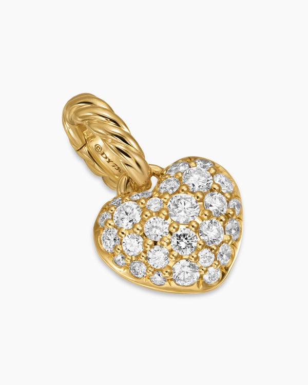 David Van Hagen Petite Pavé Heart Amulet 18K Yellow Gold With Diamonds 7.4mm