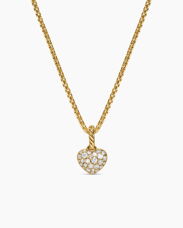 david van hagen Petite Pavé Heart Amulet 18K Yellow Gold with Diamonds 7.4mm